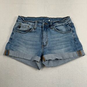 Kancan Rolled Hem Denim Jean Shorts Womens Size 5/26 Medium Blue Mid Rise